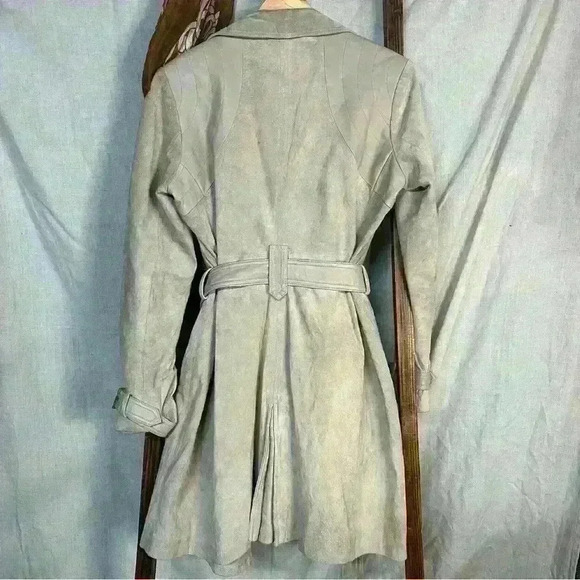 RARE Vintage Marciano Cream Leather Coat Size L - Picture 3 of 12